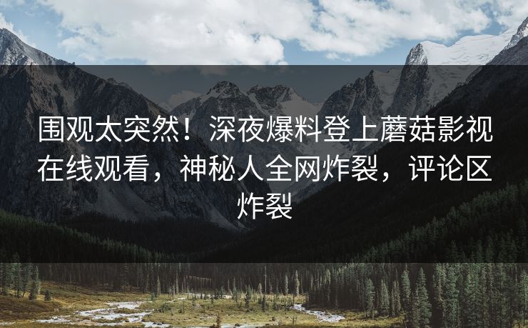 围观太突然！深夜爆料登上蘑菇影视在线观看，神秘人全网炸裂，评论区炸裂