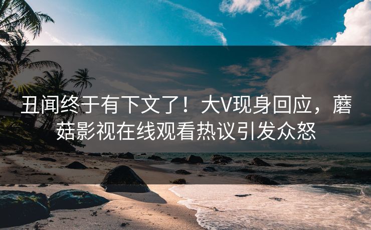 丑闻终于有下文了！大V现身回应，蘑菇影视在线观看热议引发众怒