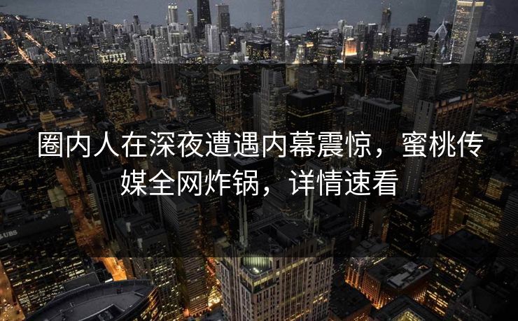 圈内人在深夜遭遇内幕震惊，蜜桃传媒全网炸锅，详情速看