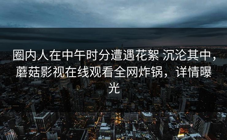 圈内人在中午时分遭遇花絮 沉沦其中,蘑菇影视在线观看全网炸锅,详情曝光