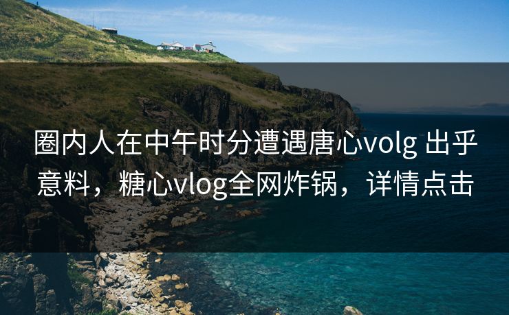 圈内人在中午时分遭遇唐心volg 出乎意料，糖心vlog全网炸锅，详情点击