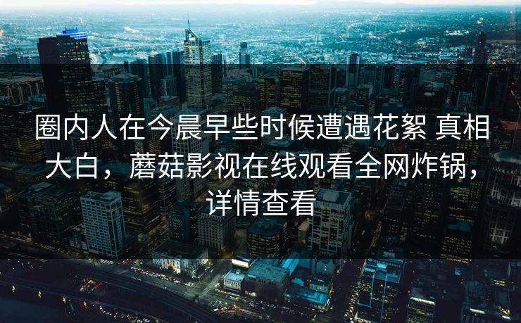 圈内人在今晨早些时候遭遇花絮 真相大白，蘑菇影视在线观看全网炸锅，详情查看
