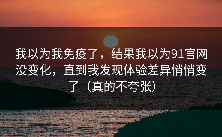 我以为我免疫了，结果我以为91官网没变化，直到我发现体验差异悄悄变了（真的不夸张）